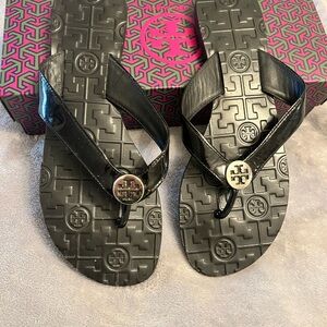 Tory Burch Black Sandals with Textured Sole